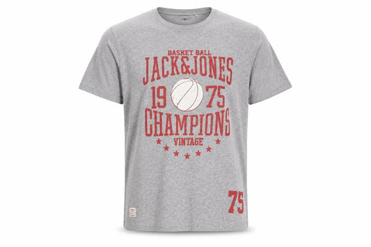 Mens UK Size L JACK & JONES Grey  Cotton Blend T-Shirt