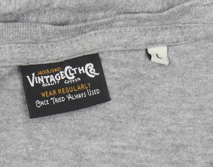 Jack & Jones Men's Grey Graphic Print T-Shirt L