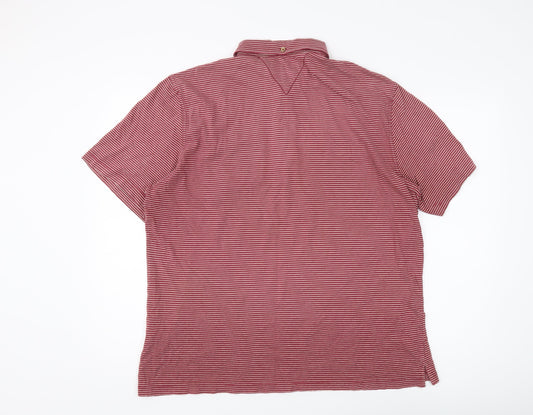 White Stuff Men's Red Striped XL Collared Polo Shirt