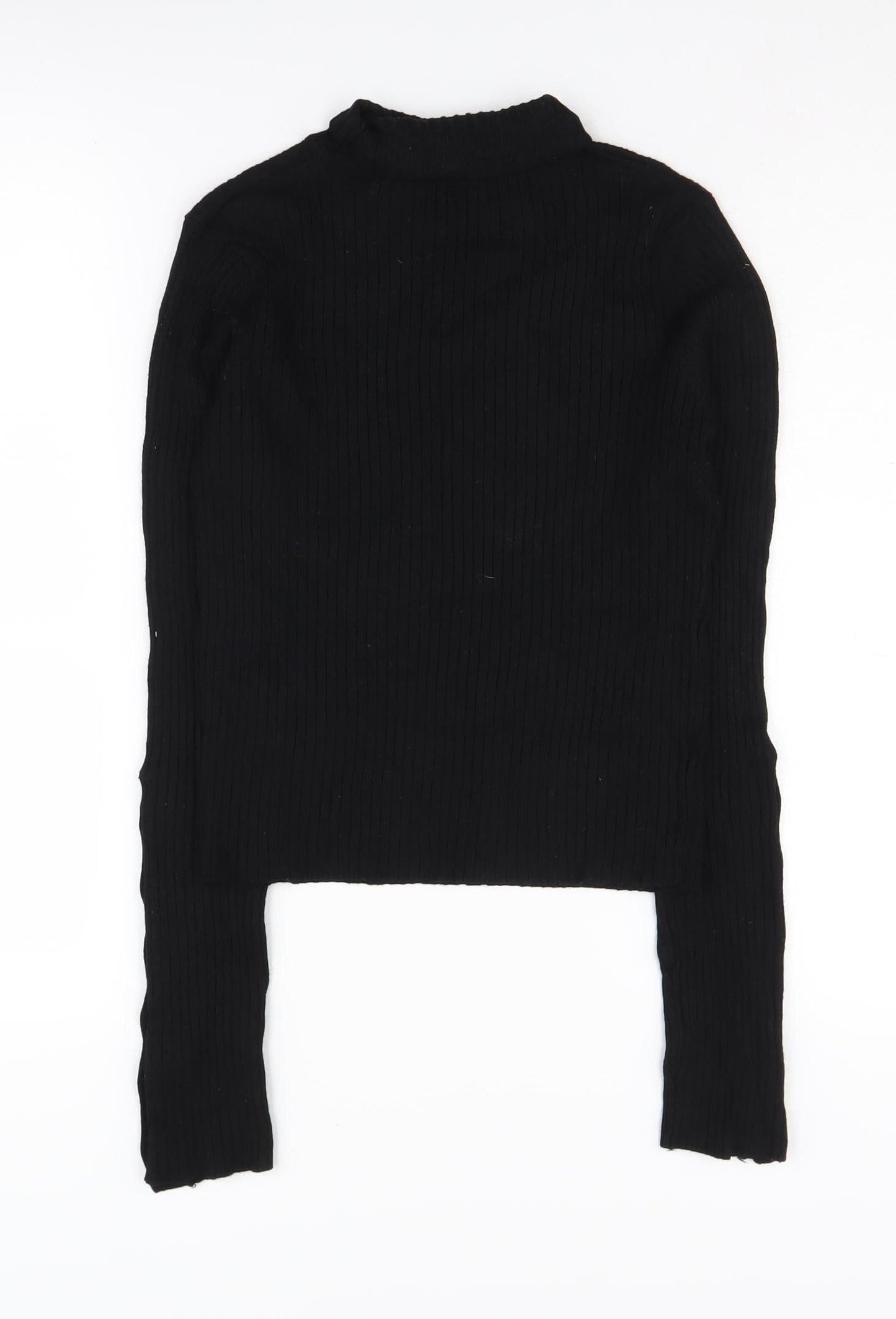 Zara Women's Black Mock Neck Knit Pullover Jumper M