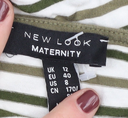 New Look Maternity Striped T-Shirt, Size 12, Boat Neck