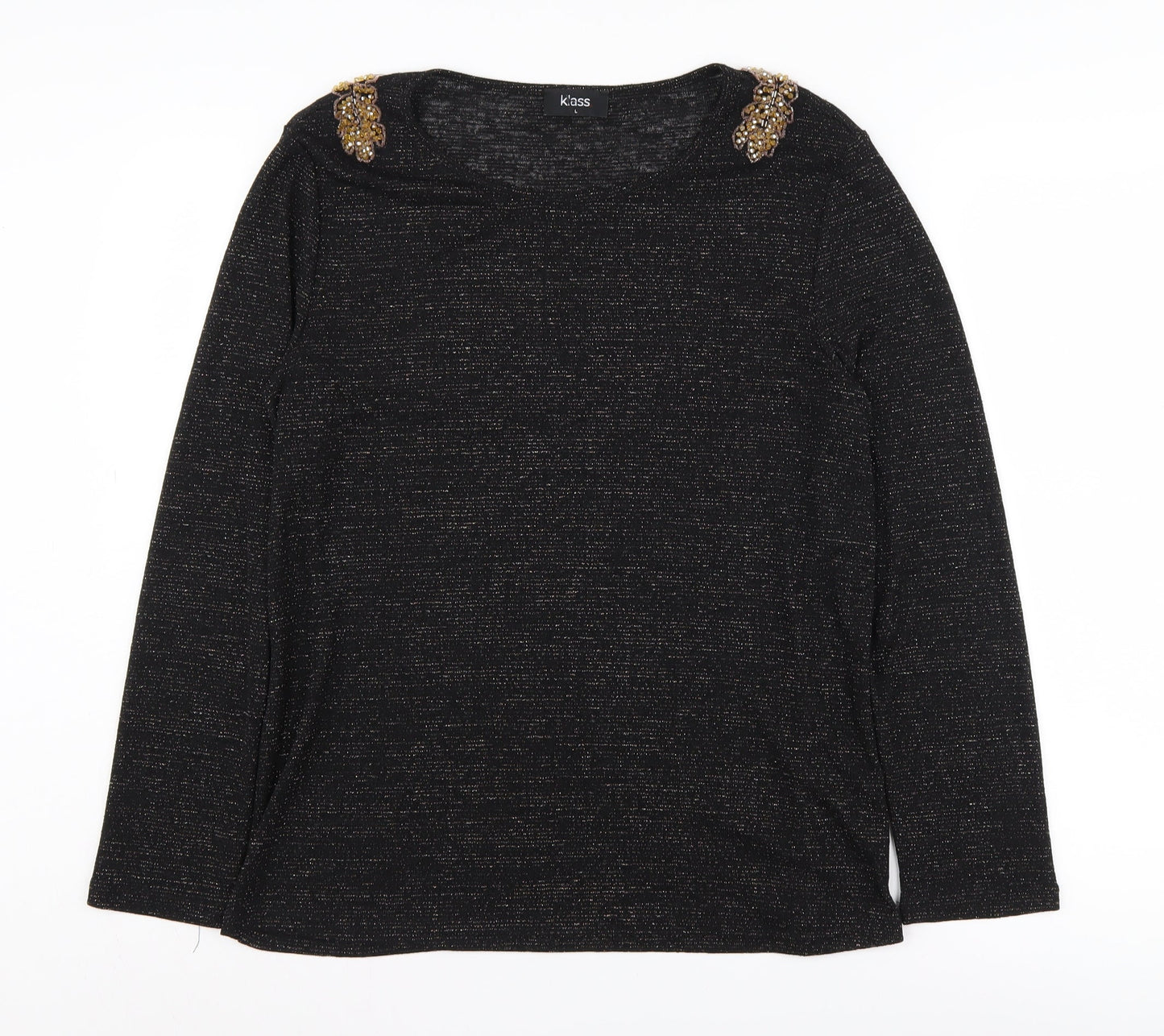 Klass Women's Black Beaded Pullover Jumper L