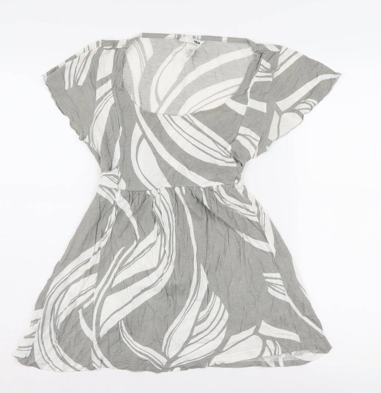 H&M Women's Grey Tunic Blouse, Size S, Geometric