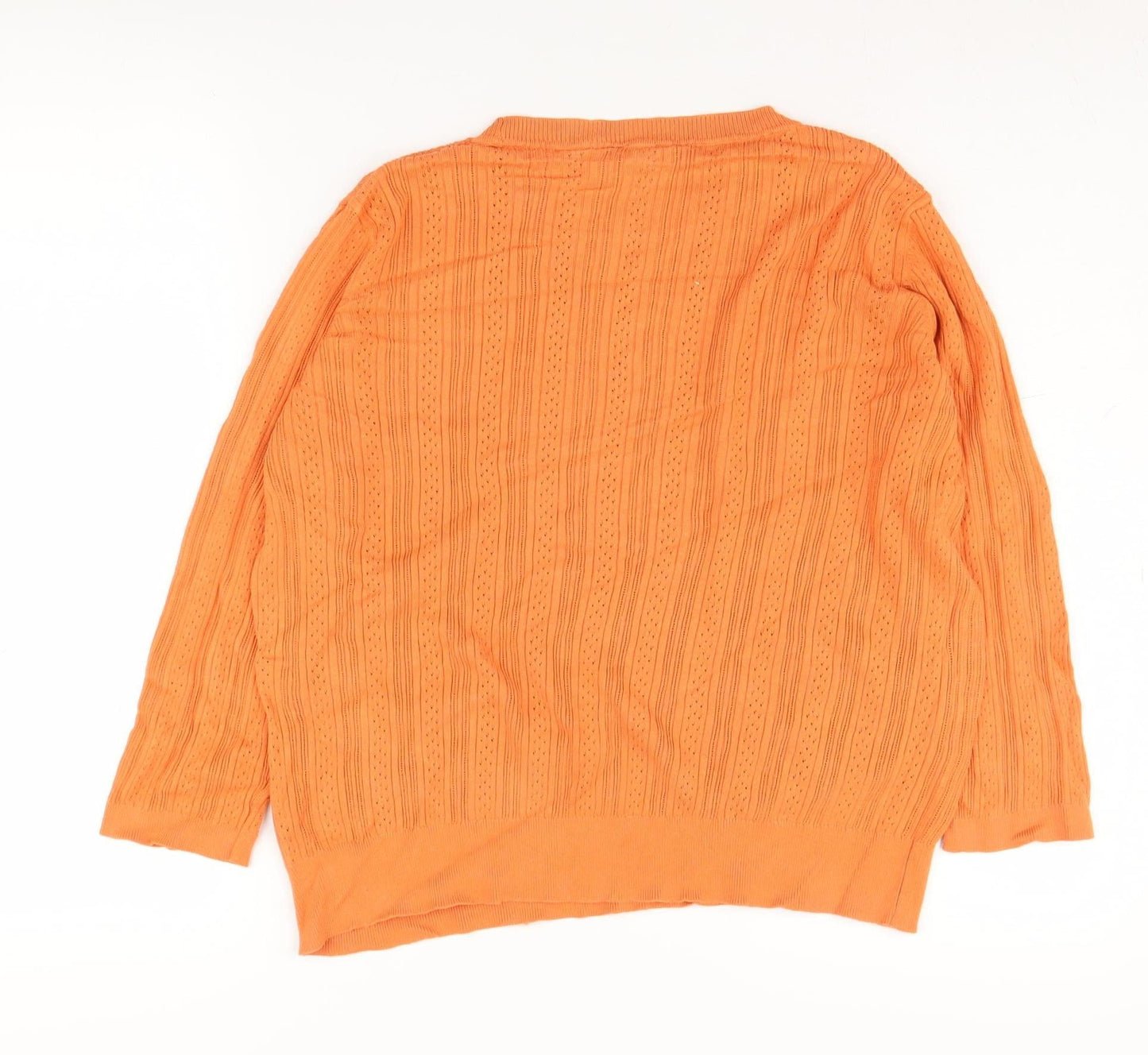 M&Co Women's Orange Crew Neck Pullover Jumper Size 16