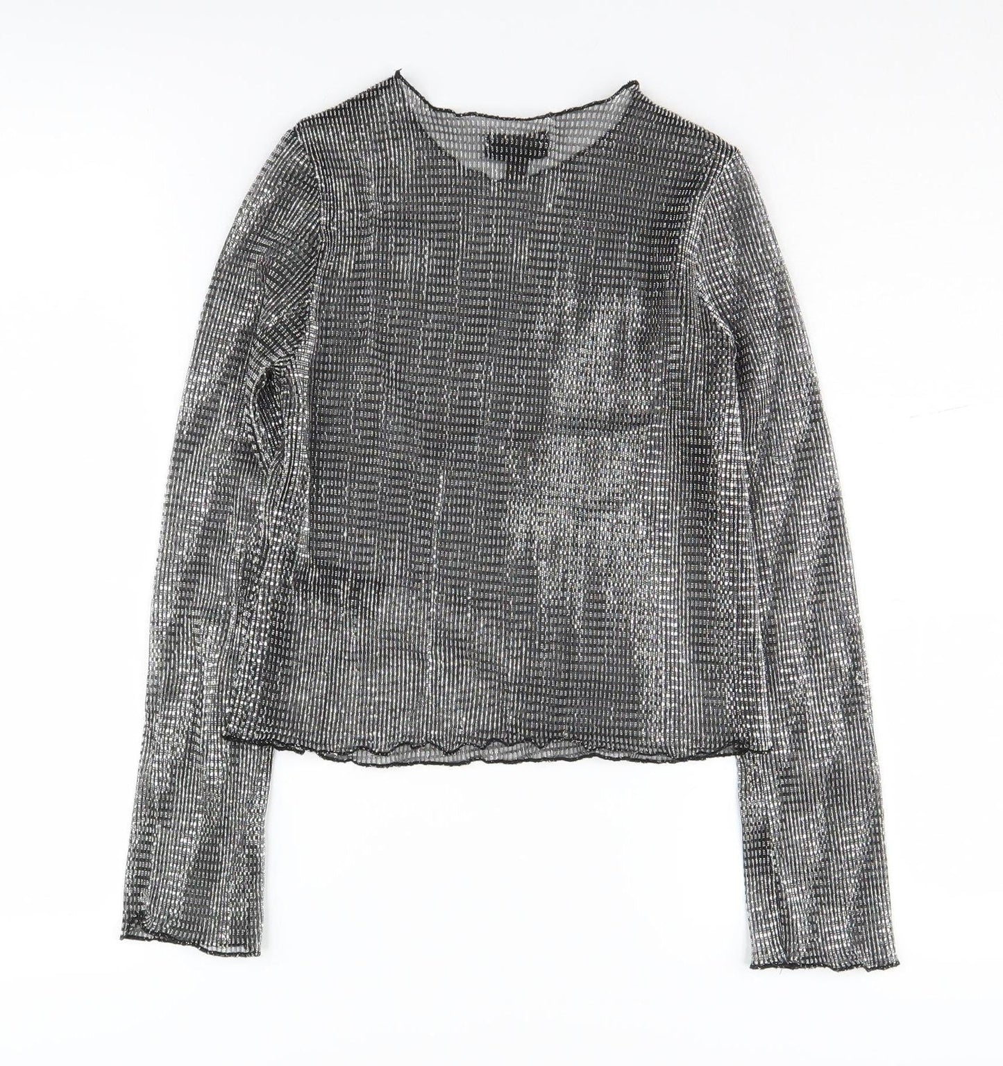 Topshop Women's 8 Black Cropped Mesh Party Blouse