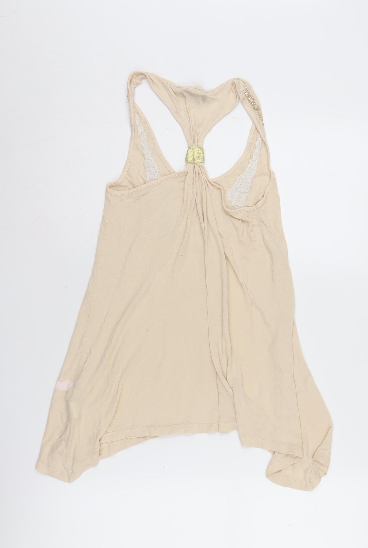 River Island Women's Beige Beaded Tank Top Size 8