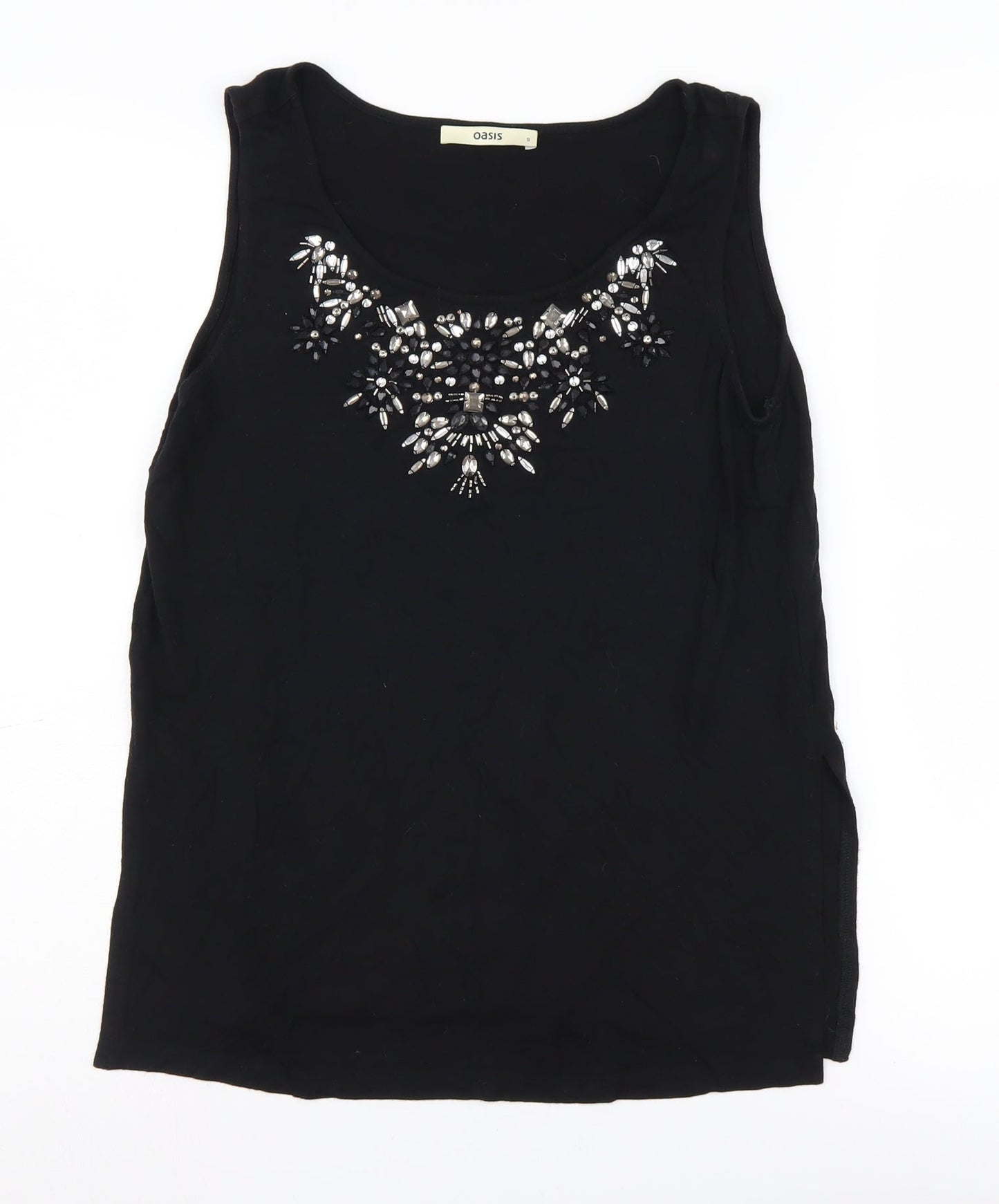 Oasis Women's Black Embroidered Tank Top, Size S