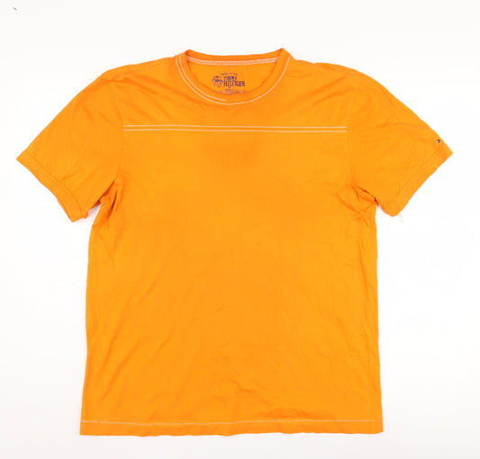 Tommy Hilfiger Men's Orange Crew Neck T-Shirt M Slim