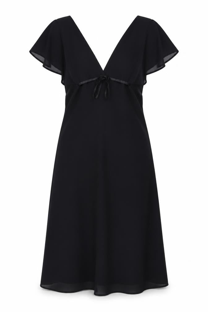 Front view of Elements Amanda Wakeley Black Midi Dress