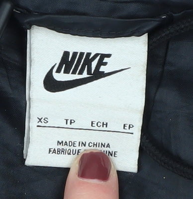 Nike Women's Black Puffer Jacket XS Hooded Winter