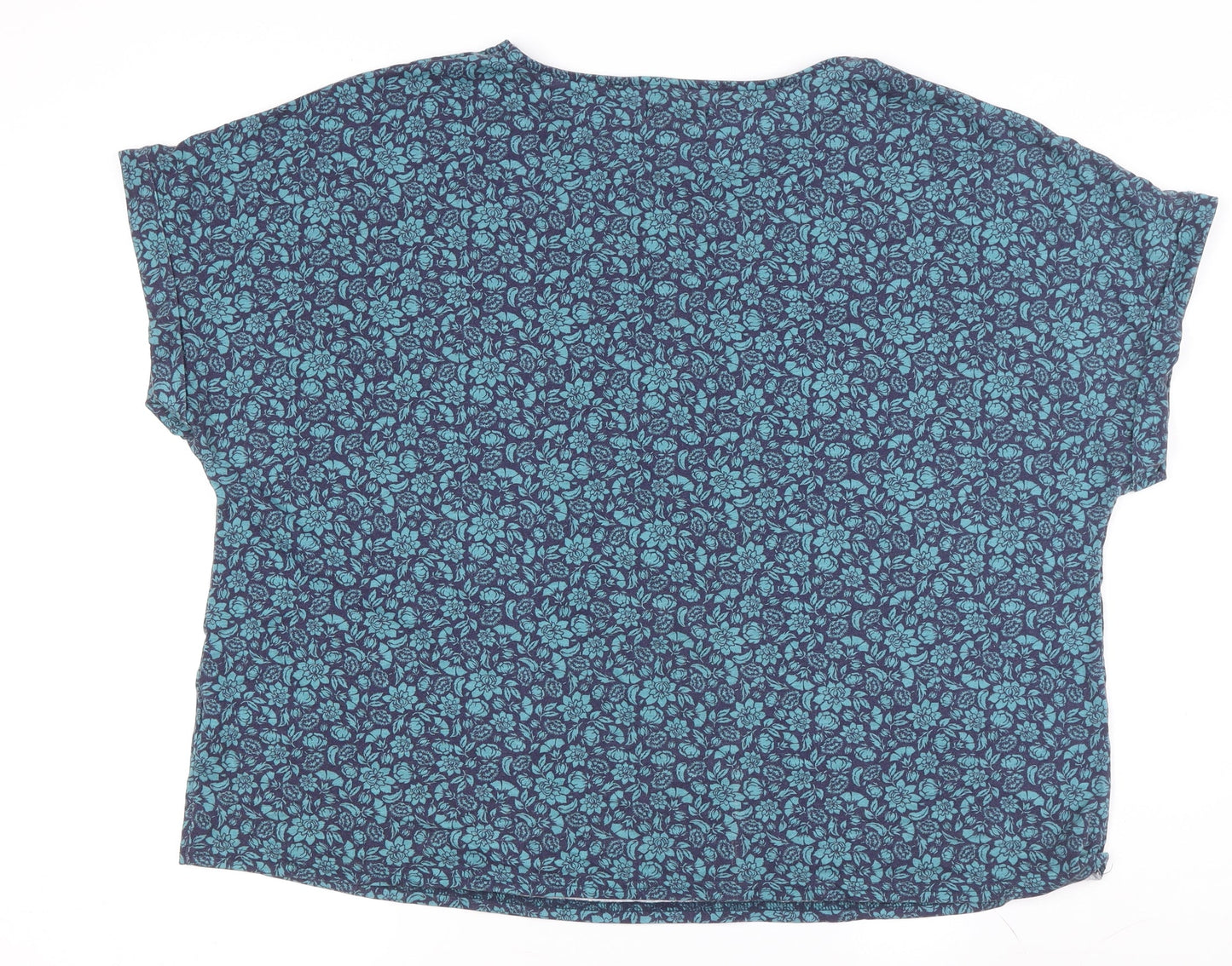 Julipa Women’s Blue Floral Basic T-Shirt, Size 15