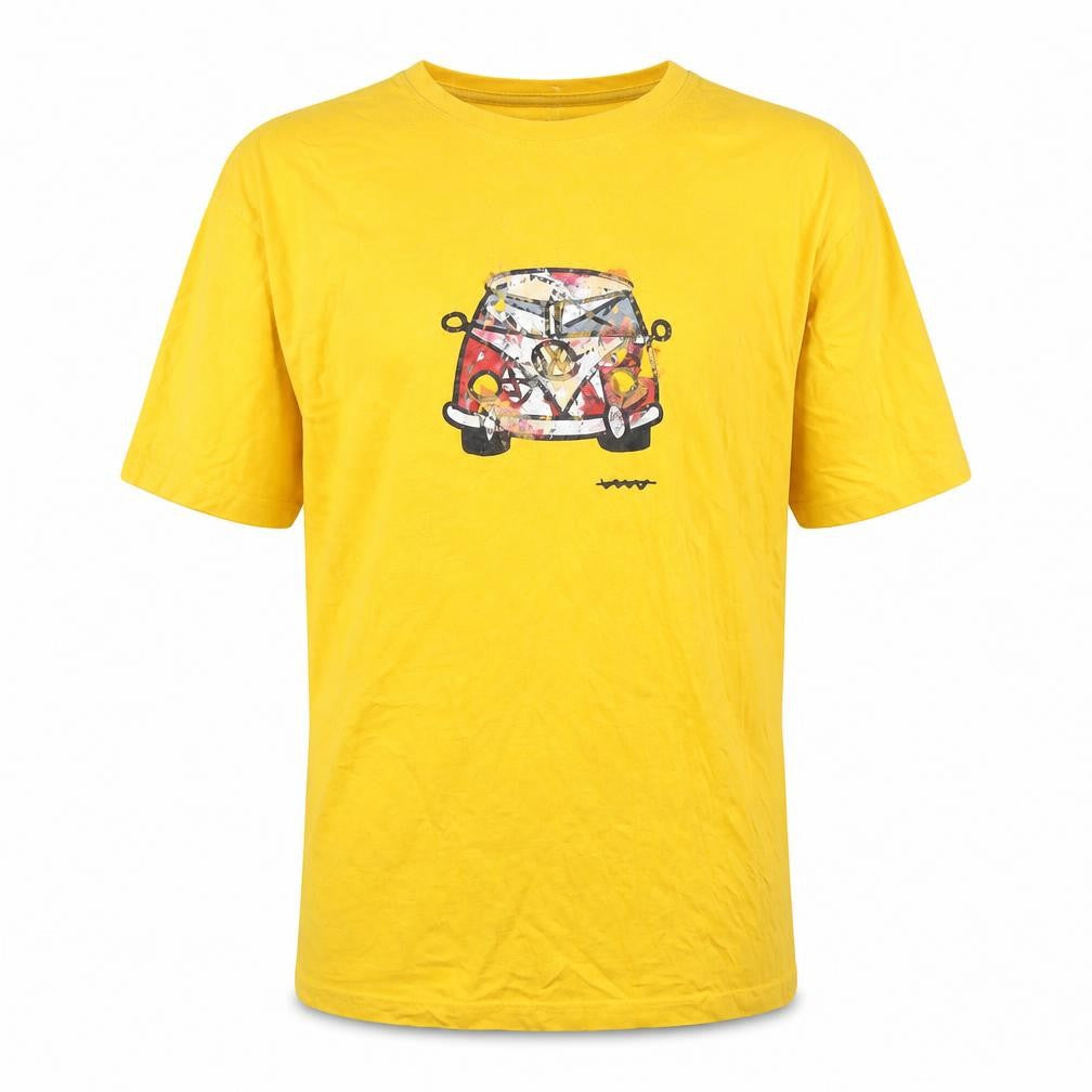 AZ VIP-ZONE Men's Yellow Transport Graphic L Cotton T-Shirt