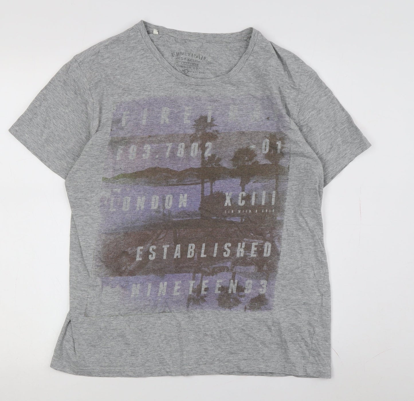 Firetrap Men's Grey L Graphic Print Cotton T-Shirt