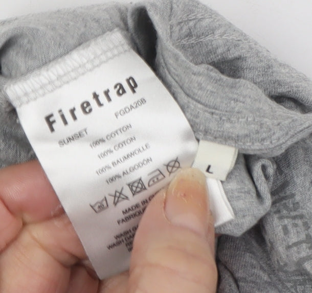 Firetrap Men's Grey L Graphic Print Cotton T-Shirt