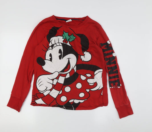 Disney Women’s Red Minnie Mouse Long Sleeve T-Shirt, Size S