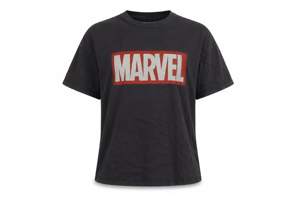 Unisex Adultss UK Size XS Marvel Black 100% Cotton T-Shirt