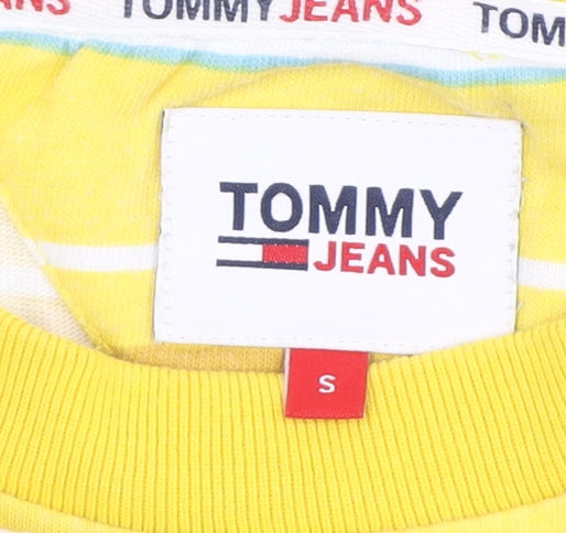 Tommy Jeans Men's Yellow Striped T-Shirt - Size S