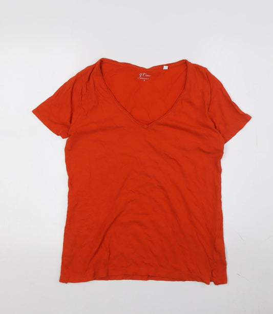 J.Crew Women's Red Jersey V-Neck T-Shirt, Size S