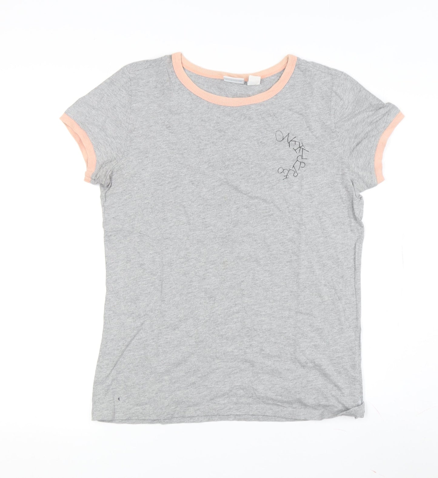 O'Neill Women's Grey Ringer T-Shirt - Medium