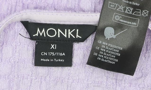 Monki Women's Purple Wrap Blouse, XL Size, Balloon Sleeve