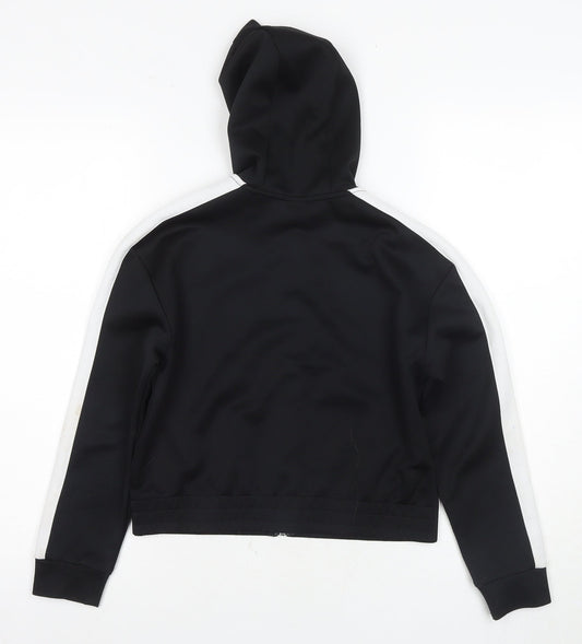 H&M Girls Black Full Zip Hoodie 8-10Y Long Sleeve