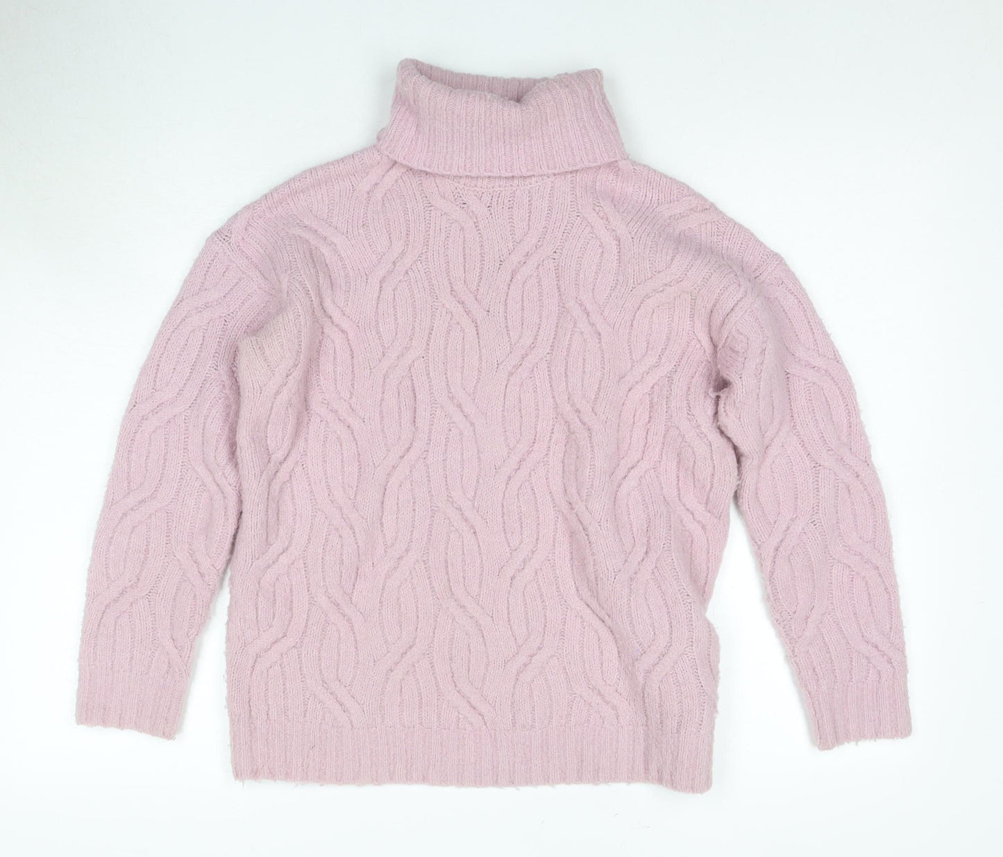 Marks and Spencer Women's Pink Roll Neck Jumper XS