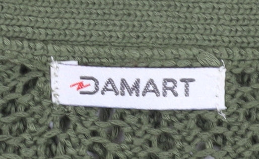 Damart Women's Green Open-Knit Cardigan V-Neck S