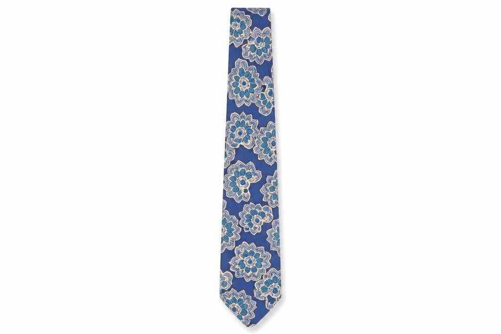 Rinaldo Gambini Men's Blue Floral Silk Slim Tie