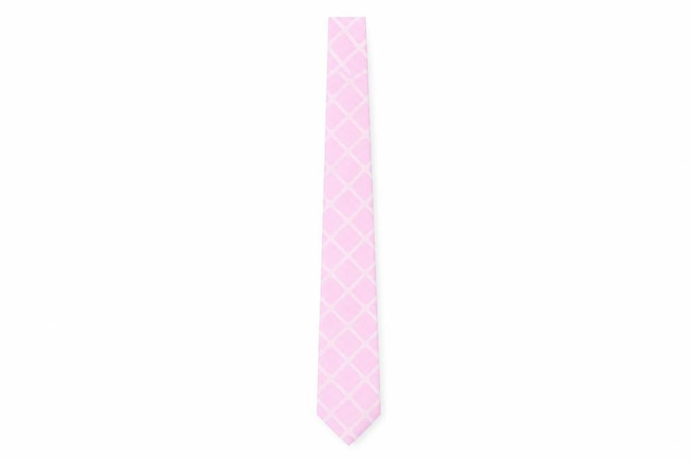 Front view of Thomas Nash Men's Pink Geometric Slim Tie - Very Good