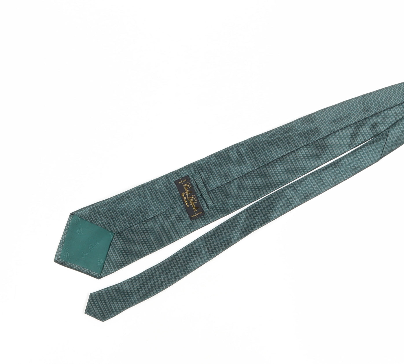 Carlo Colombo Green Silk Geometric Men's Tie