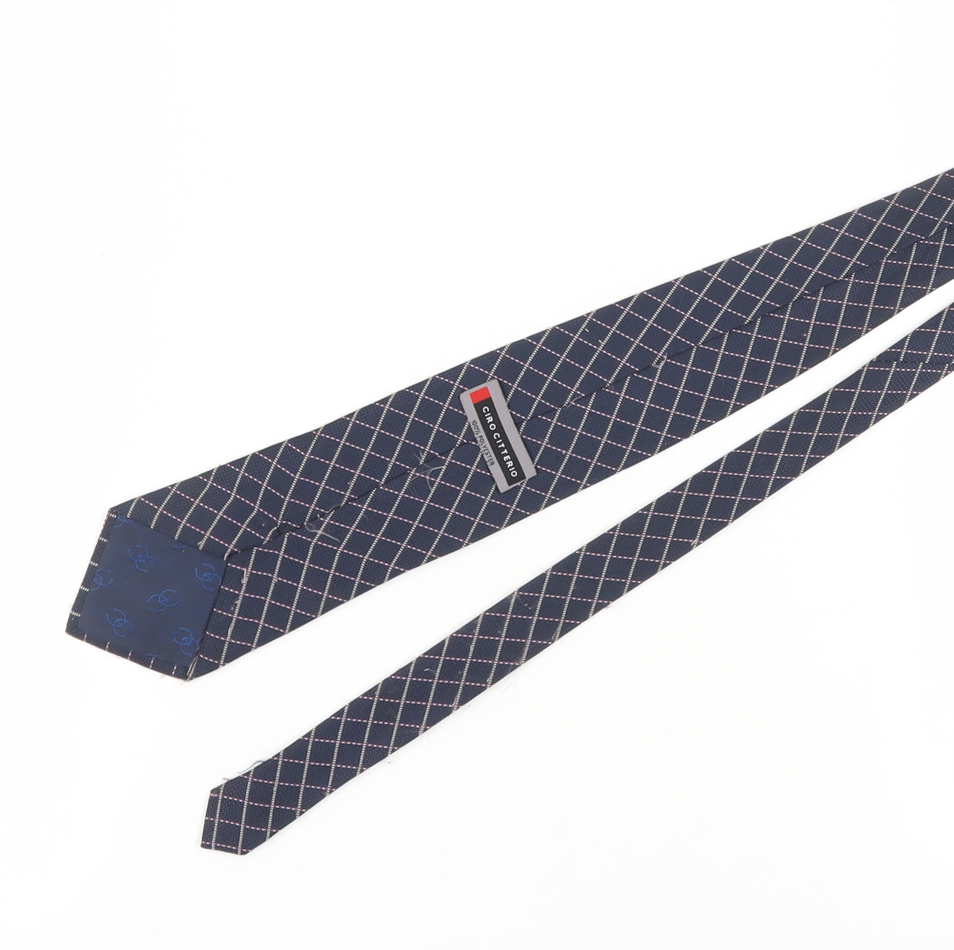 Ciro Citterio Men's Blue Plaid Tie One Size