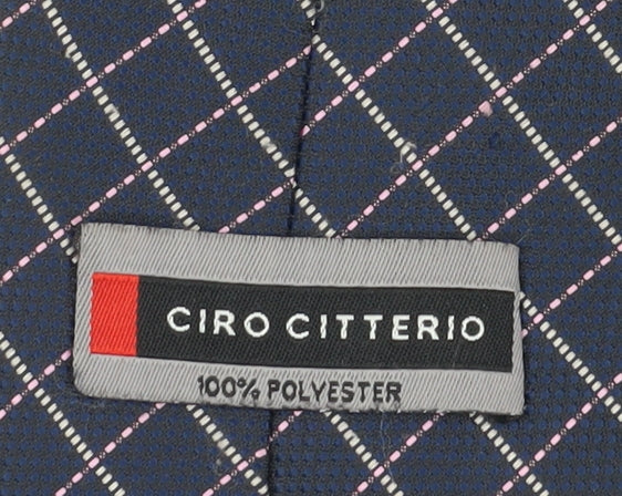 Ciro Citterio Men's Blue Plaid Tie One Size