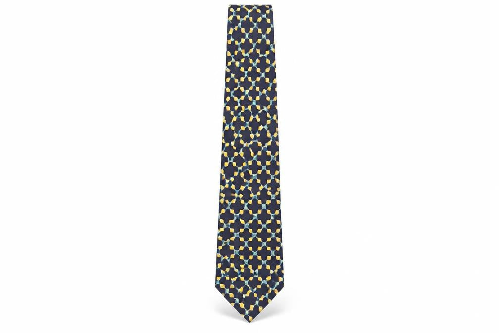 D'Alembert Men's Blue Geometric Silk Designer Tie