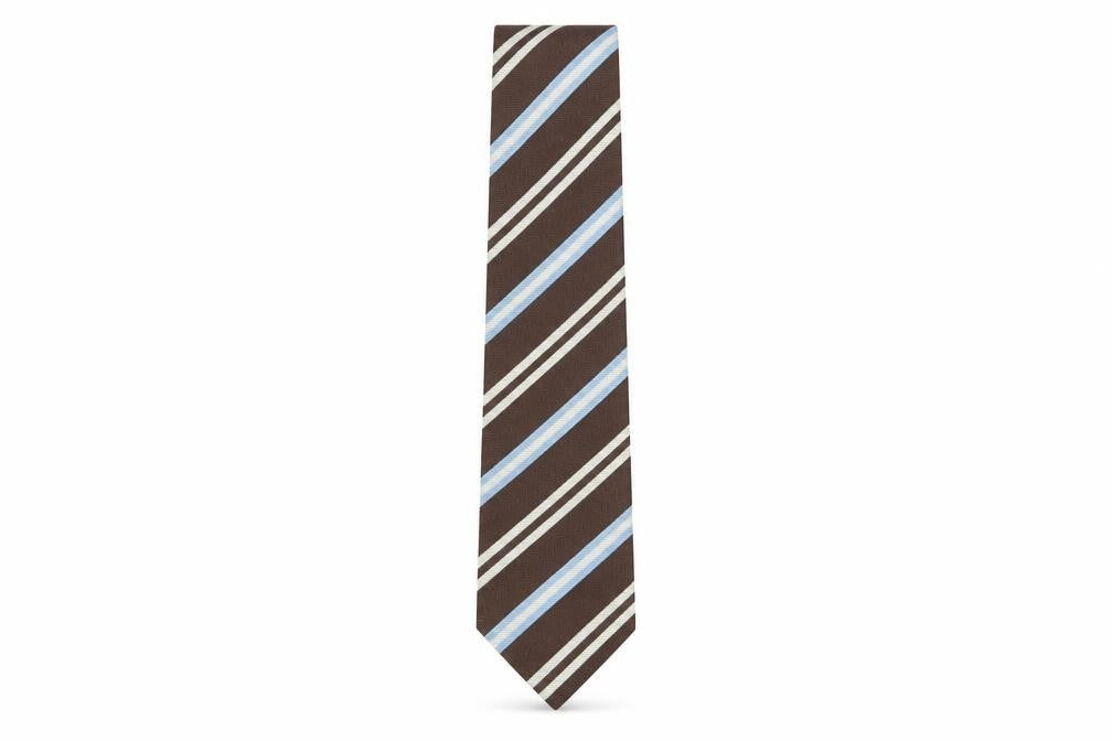 Maria's Men's Brown Blue Striped Silk Tie