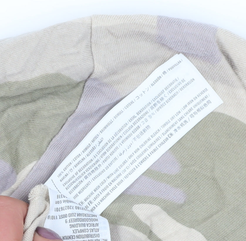 Hollister Women's Beige Camo T-Shirt, Size S, Long Sleeve