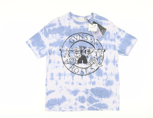 Pull&Bear Women's Blue Guns N' Roses T-Shirt XS