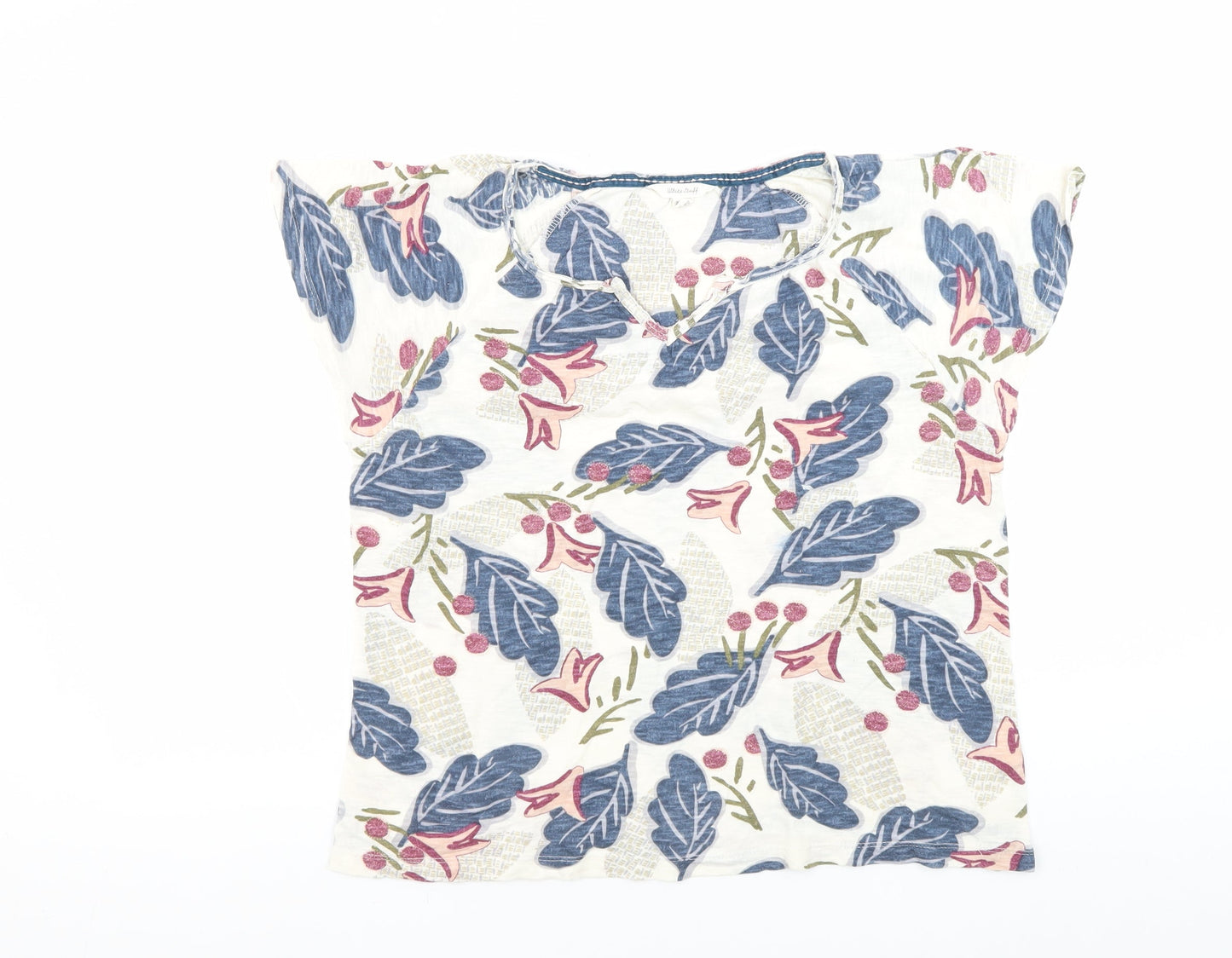 White Stuff Women's V-Neck Floral T-Shirt, 2XS