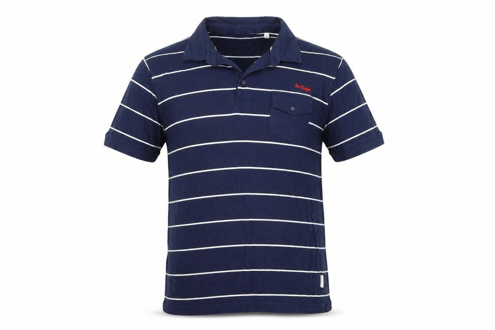 Lee Cooper Men's Blue Striped Polo Shirt L