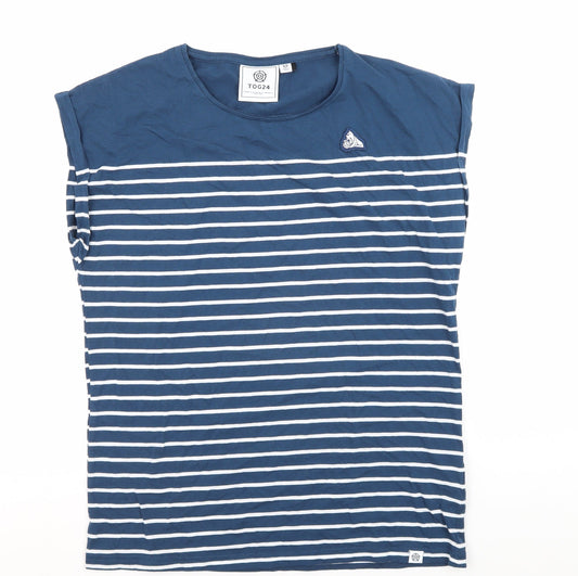 TOG24 Women's Blue Striped T-Shirt, Size 12