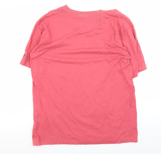 Cotton Traders Pink V-Neck T-Shirt for Men - Size S