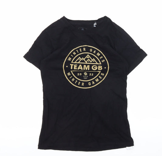 Team GB Unisex Black Medium T-Shirt with Crew Neck