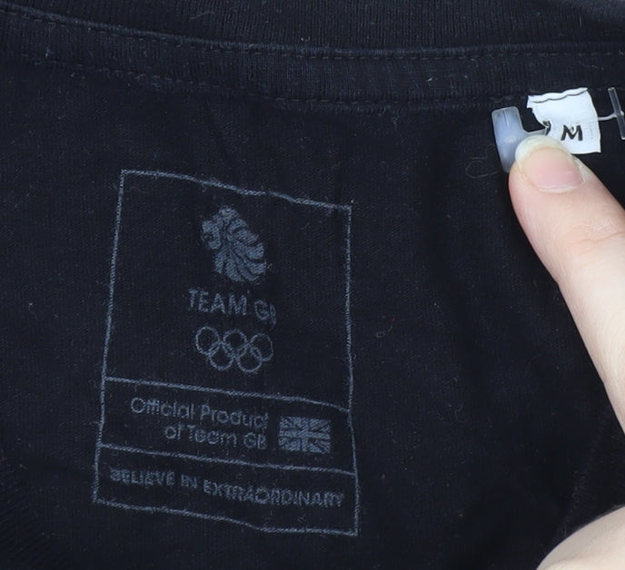Team GB Unisex Black Medium T-Shirt with Crew Neck
