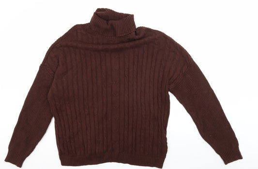 Hollister Men's Brown Roll Neck Pullover Jumper L