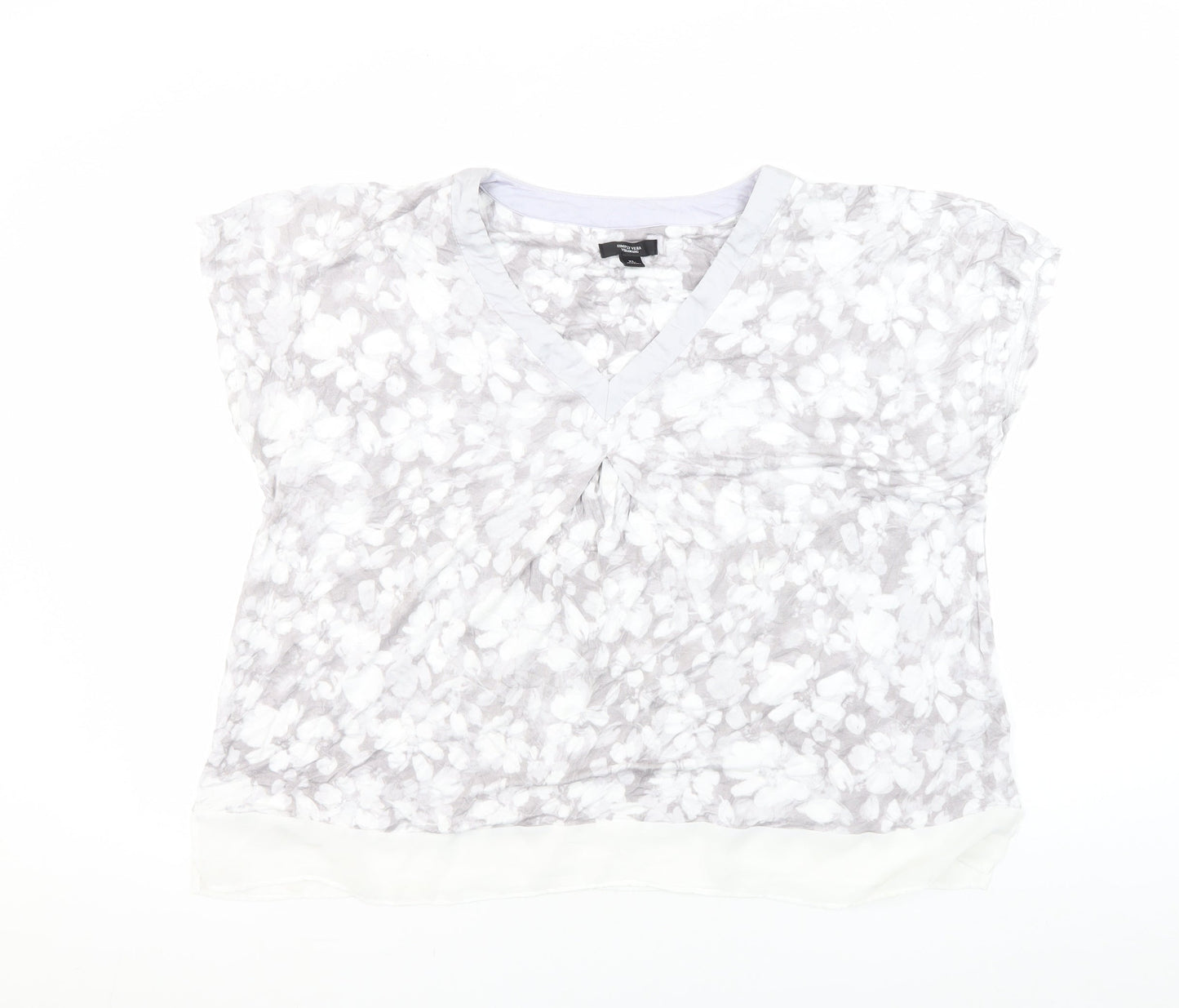 Simply Vera Vera Wang Women's Grey Floral Blouse XL