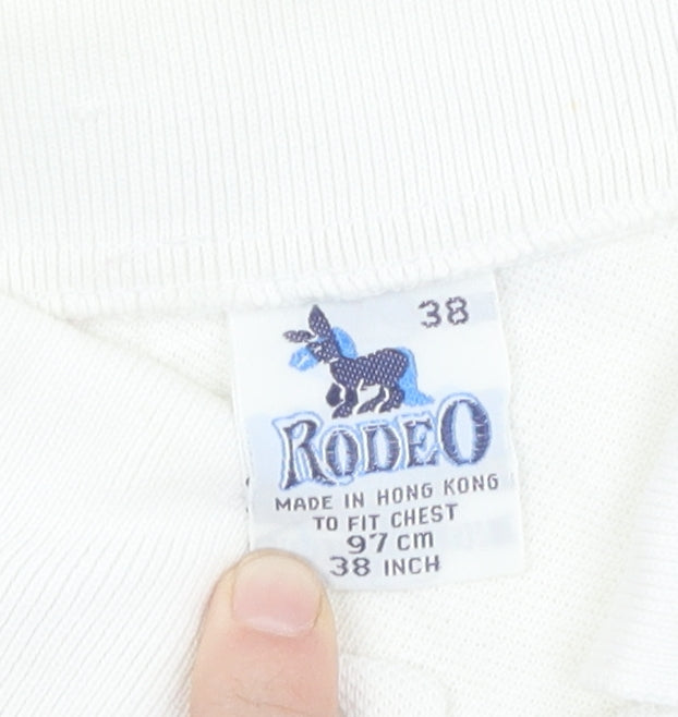 Rodeo Men's White Polo Shirt, Short Sleeve, Size 10