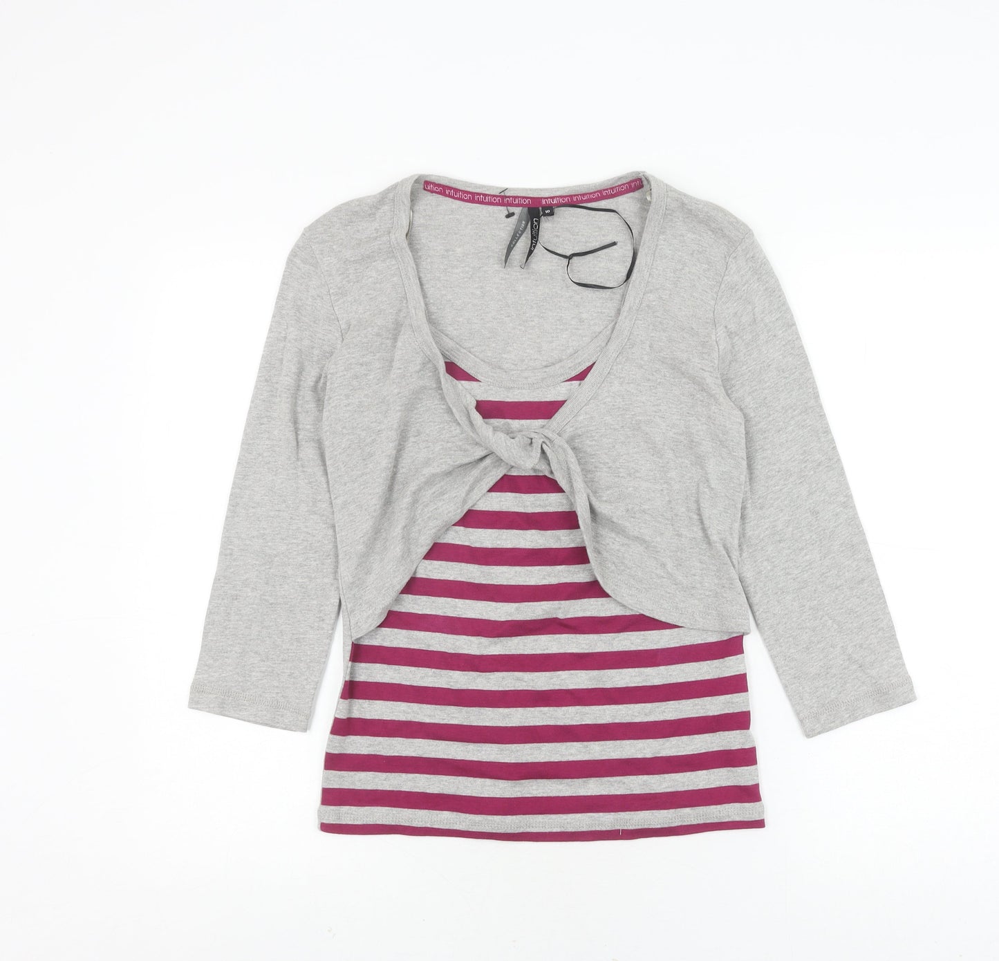 Intuition Women's Grey Striped T-Shirt Size 10