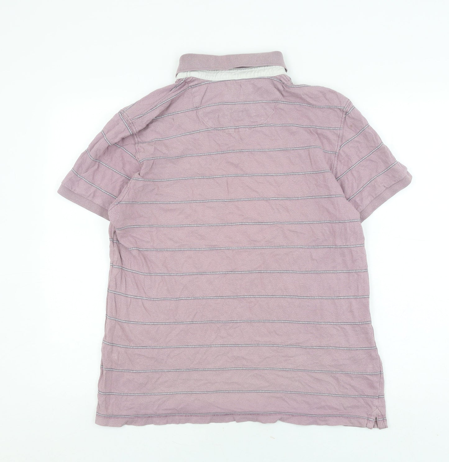 White Stuff Men's Purple Striped Polo Shirt L