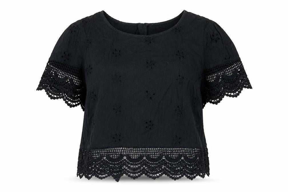 Womens UK Size XS Hollister Black Cotton Blouse