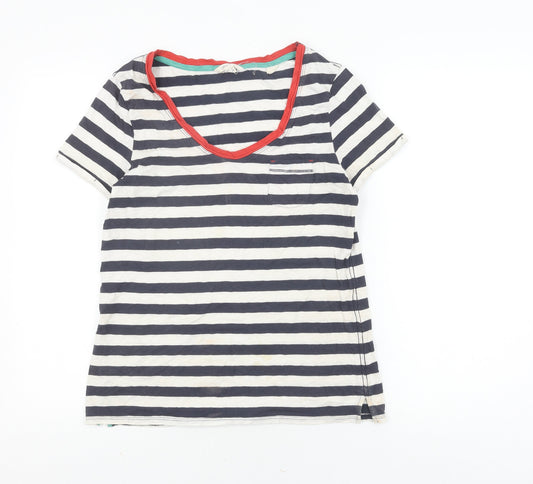 White Stuff Women's Striped V-Neck T-Shirt Size 10