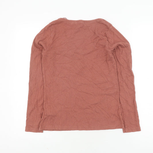 Fat Face Women's Brown Henley Top Size 6 - Soft Knit